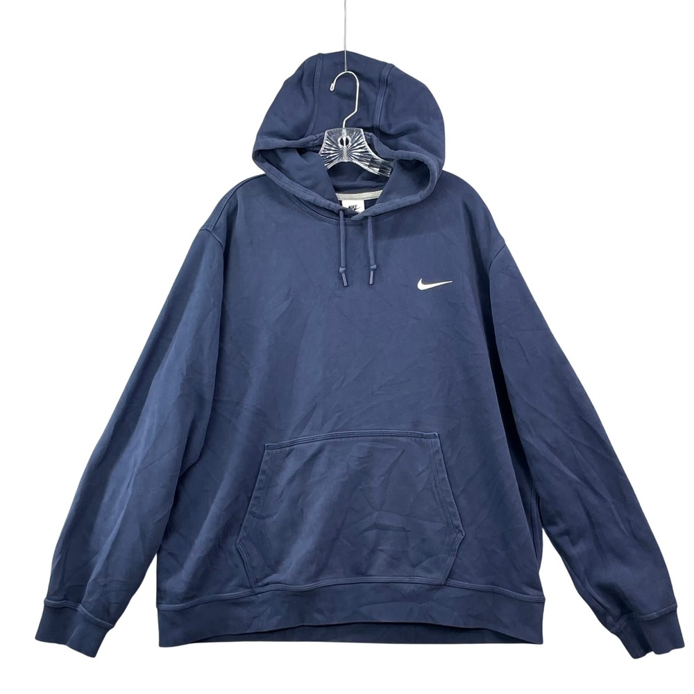 Nike Hoodie Mens XXL Navy Blue Club Fleece Pullover Swoosh 826433-410